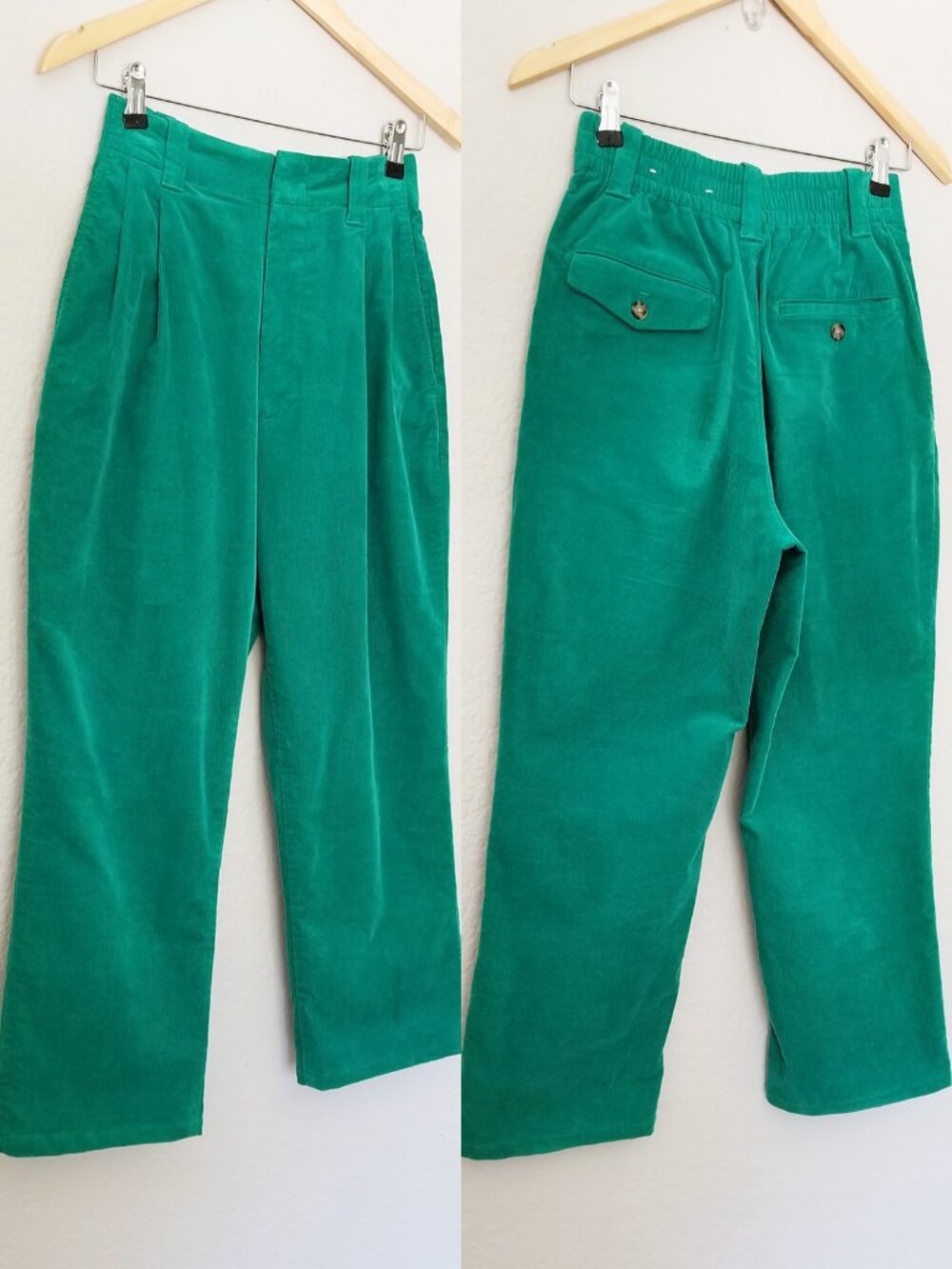 Marni x Uniqlo Kelly Green Corduroy Wide Fit Pleated Pants Size XS Rare Preppy - Picture 15 of 16